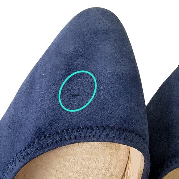 Cole Haan Leather Wedge Shoes Women 8.5 Blue Suede Loafer Slip On Cushioned 39 - Picture 6 of 16